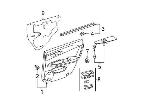 2007 Toyota Avalon Board Sub-Assy, Rear Door Trim, RH Diagram for 67630-AC140-B1