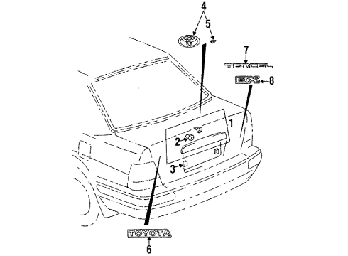 1996 Toyota Tercel Clip, Luggage Compartment Door Moulding Diagram for 75819-12040