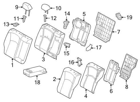 2023 Toyota Prius Headrest, Center, Gray, Rear Diagram for 71960-47420-B2