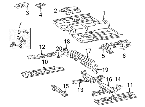 2002 Toyota Solara Footrest, Front Floor Diagram for 58192-06040