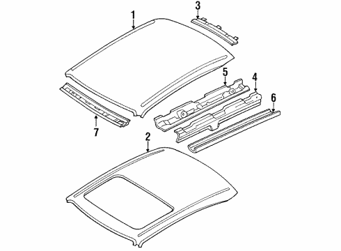 1990 Toyota Cressida Roof & Components Diagram