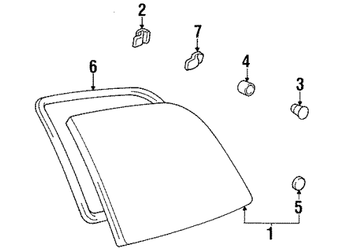 1991 Toyota Previa Weatherstrip, Side Rear Window, RH Diagram for 62743-95D00