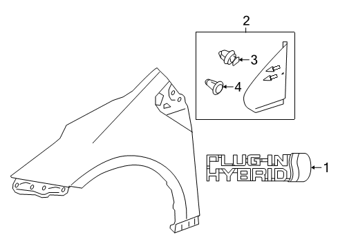 2019 Toyota Prius Prime Exterior Trim - Fender Diagram