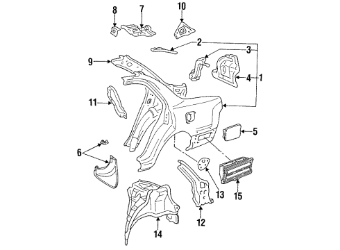 1994 Toyota Camry Quarter Panel & Trim, Inner Structure, Body Diagram 3 - Thumbnail