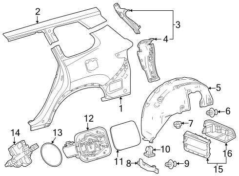 2024 Toyota Grand Highlander Quarter Panel & Components Diagram