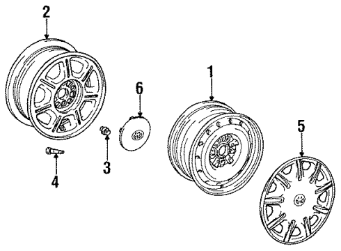 1997 Toyota Avalon Wheels, Covers & Trim Diagram