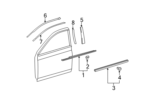 2005 Toyota Avalon MOULDING Sub-Assembly, F Diagram for 75072-07030