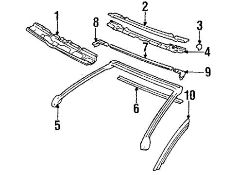 1996 Toyota Celica Retainer, Convertible Roof Weatherstrip Diagram for 62365-0W010