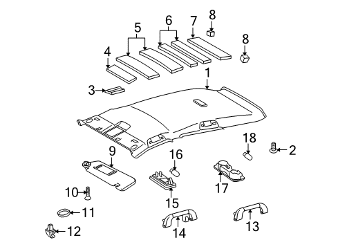 2009 Toyota Venza Headliner Diagram for 63310-0T040-A0