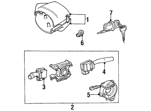 1996 Toyota Tercel Shroud, Switches & Levers Diagram