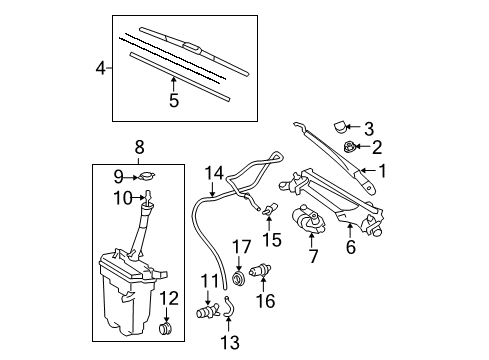 2010 Toyota Corolla Wiper & Washer Components Diagram