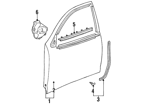 1999 Toyota Avalon Weatherstrip Assy, Front Door Glass, Inner Diagram for 68170-AC010