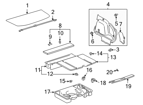 2005 Toyota Matrix Interior Trim - Rear Body Diagram 2 - Thumbnail