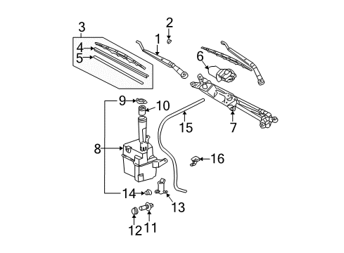 2003 Toyota Solara Wiper & Washer Components Diagram