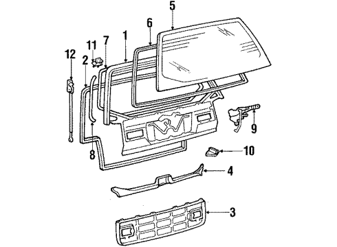 1987 Toyota Camry Rear Windshield Wiper Blade Assembly Diagram for 85220-22560