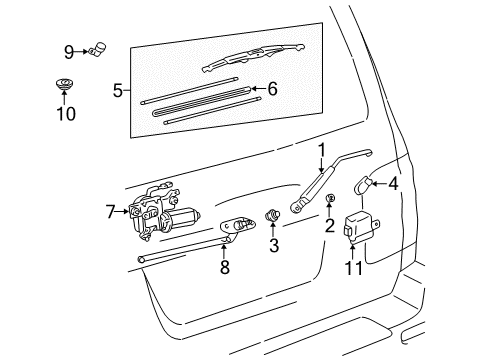 2007 Toyota Land Cruiser Lift Gate - Wiper & Washer Components Diagram