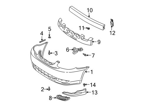 2004 Toyota Corolla Cover, Front Bumper Hole, RH Diagram for 52127-02070