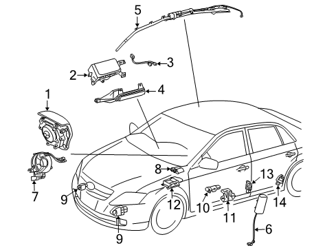 2009 Toyota Avalon Sensor Assembly, Air Bag Diagram for 89170-07221