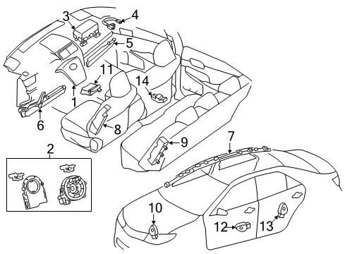 2012 Toyota Camry Air Bag Assembly, Instrument Diagram for 73900-06021-C0