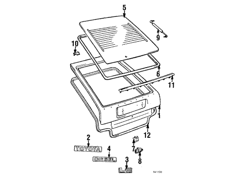 1985 Toyota Corolla Spoiler Sub-Assembly, Rear Diagram for 76085-12020