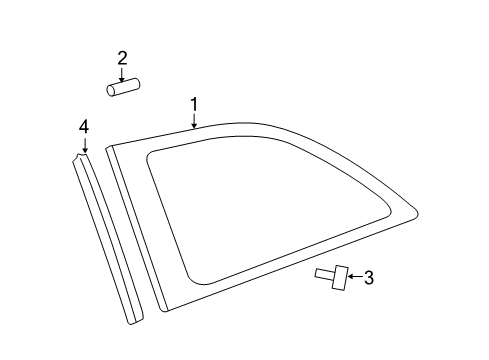 2008 Toyota Yaris Quarter Panel - Glass & Hardware Diagram