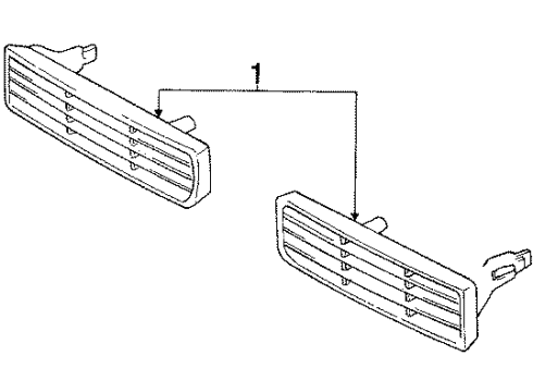 1990 Toyota Supra Lower Radiator Grille Right Diagram for 53112-14060