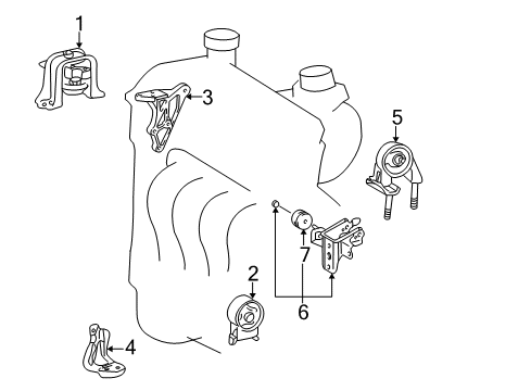 2005 Toyota Echo Engine & Trans Mounting Diagram 1 - Thumbnail