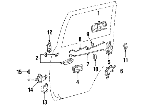 1997 Toyota Land Cruiser Rear Door - Lock & Hardware Diagram