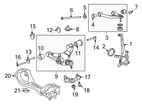 2009 Toyota Land Cruiser Front Suspension, Control Arm Diagram 1 - Thumbnail