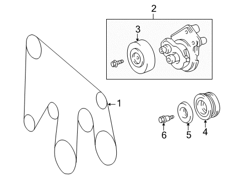 2001 Toyota Land Cruiser Belts & Pulleys, Maintenance Diagram