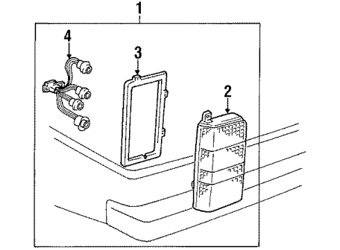 1988 Toyota Van Lens, Rear Combination Lamp, RH Diagram for 81551-28010