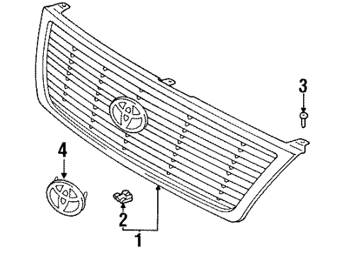 1997 Toyota Avalon Grille & Components Diagram