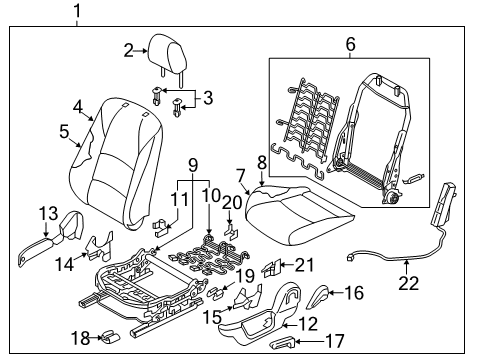 2019 Toyota Yaris Seat Assembly, Gray, Front Driver Side Diagram for 71200-WB067