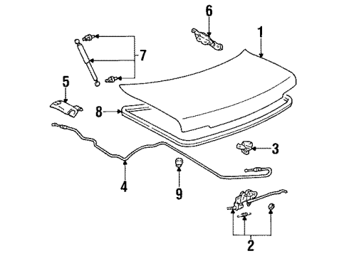 1992 Toyota Celica Striker Assy, Luggage Compartment Door Diagram for 64620-20090