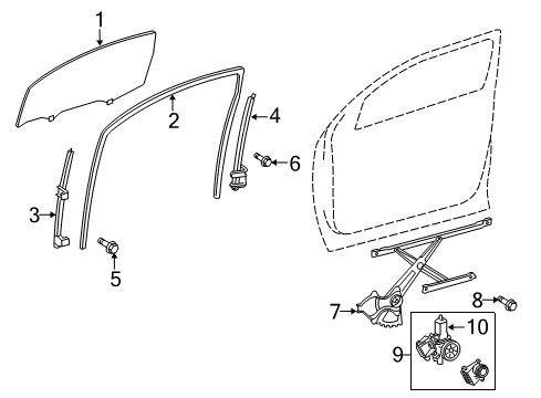 2015 Toyota Sequoia Run, Front Door Glass, RH Diagram for 68141-0C030