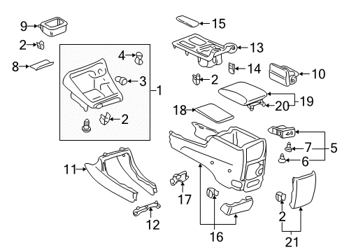 2002 Toyota Camry Panel Sub-Assy, Console, Upper Diagram for 58804-AA010