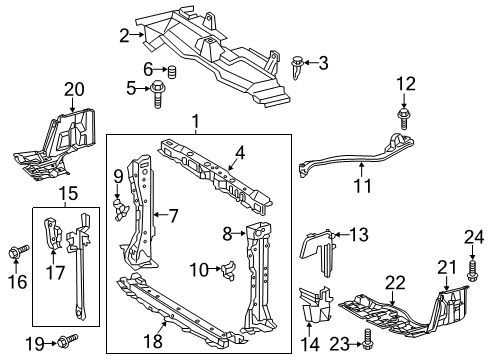 2012 Toyota Prius C Radiator Support, Splash Shields Diagram