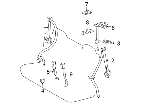 2007 Toyota RAV4 Second Row Seat Belts Diagram