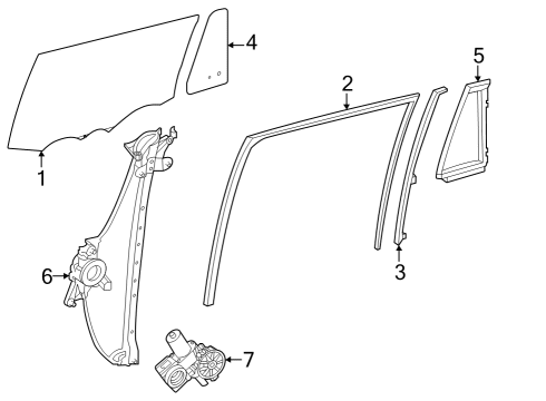 2024 Toyota Grand Highlander Glass - Rear Door Diagram