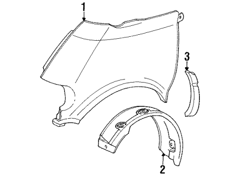 1996 Toyota Previa Fender & Components, Exterior Trim, Trim Diagram