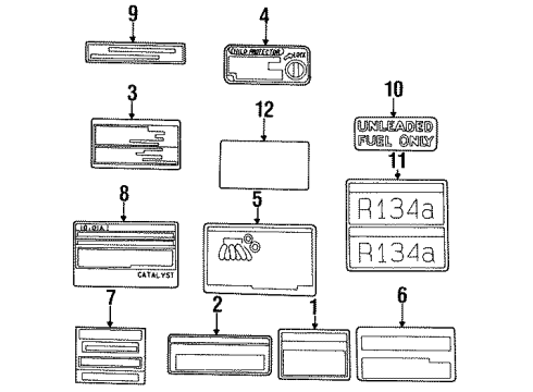 1996 Toyota Avalon Plate, Emission Control Information Diagram for 11298-20090