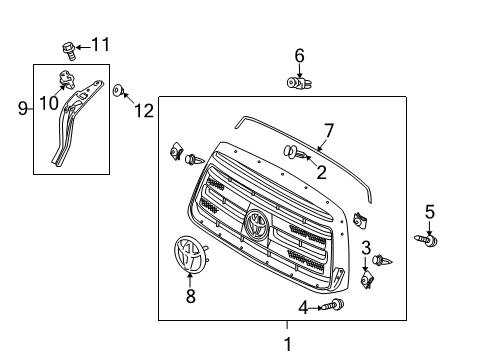 2011 Toyota Tundra Grille & Components Diagram