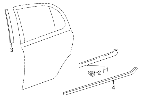 2002 Toyota Echo Exterior Trim - Rear Door Diagram