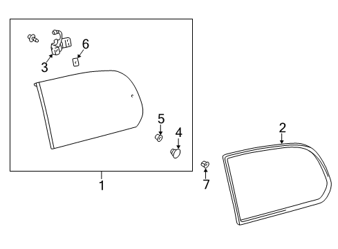 2007 Toyota Land Cruiser Quarter Panel - Glass & Hardware Diagram