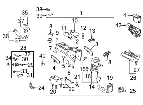 2004 Toyota 4Runner Lock Sub-Assy, Console Compartment Door Diagram for 58908-32050