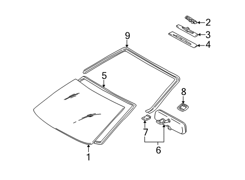 2001 Toyota Prius Cover, Inner Rear View Mirror Stay Holder Diagram for 87834-01020-B5