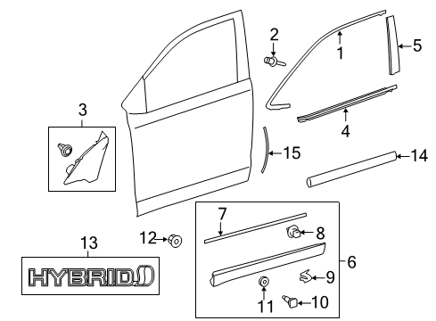 2018 Toyota Highlander Door Edge Guards - (218) Midnight Black Metallic Diagram for PT936-48140-02