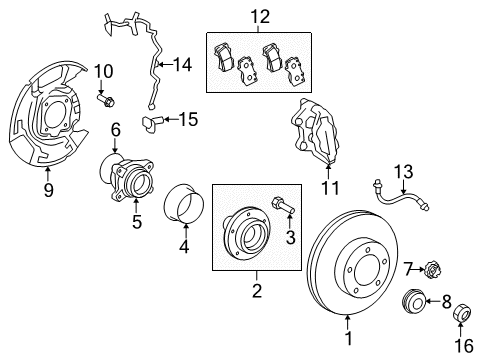 2012 Toyota Tundra Disc Brake Dust Cover Front Left Diagram for 47704-0C031