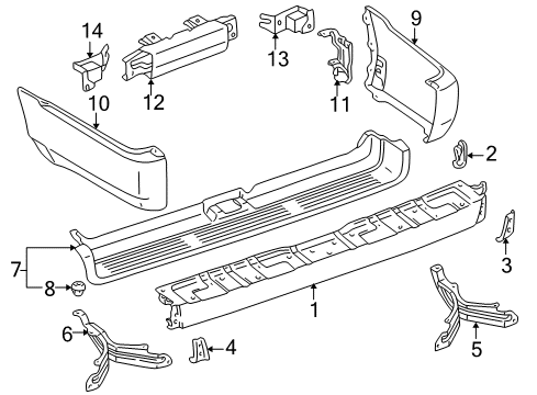 1999 Toyota 4Runner Bracket, Rear Bumper Side Mounting, RH Diagram for 52185-35010