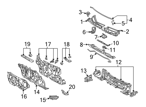 2011 Toyota Matrix Louver, Cowl Top Ventilator, LH Diagram for 55709-02281